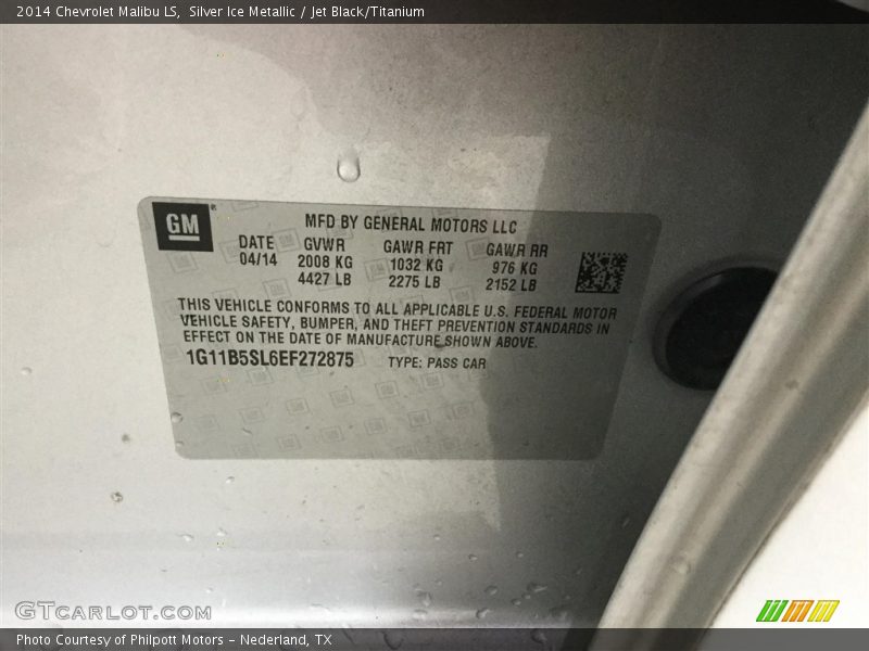 Silver Ice Metallic / Jet Black/Titanium 2014 Chevrolet Malibu LS