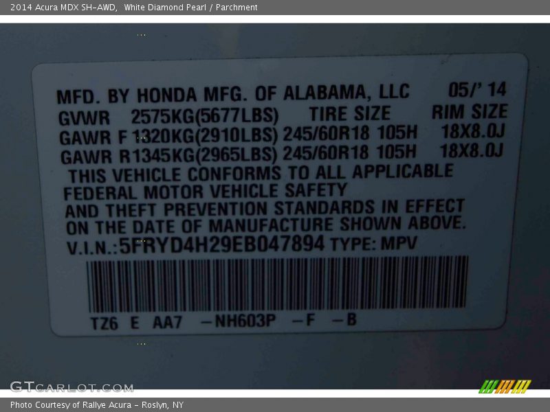 White Diamond Pearl / Parchment 2014 Acura MDX SH-AWD