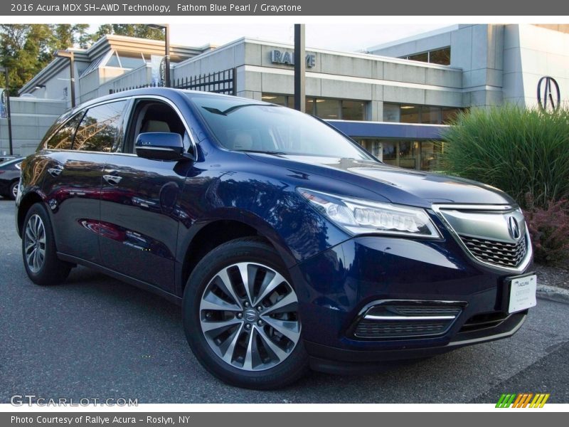 Fathom Blue Pearl / Graystone 2016 Acura MDX SH-AWD Technology