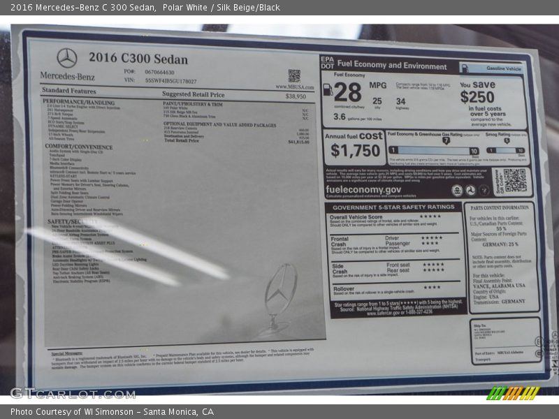 Polar White / Silk Beige/Black 2016 Mercedes-Benz C 300 Sedan