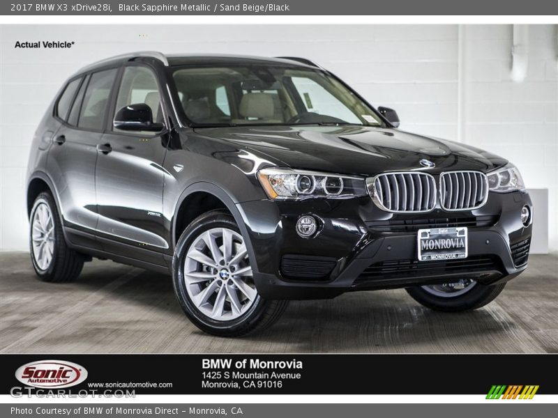 Black Sapphire Metallic / Sand Beige/Black 2017 BMW X3 xDrive28i