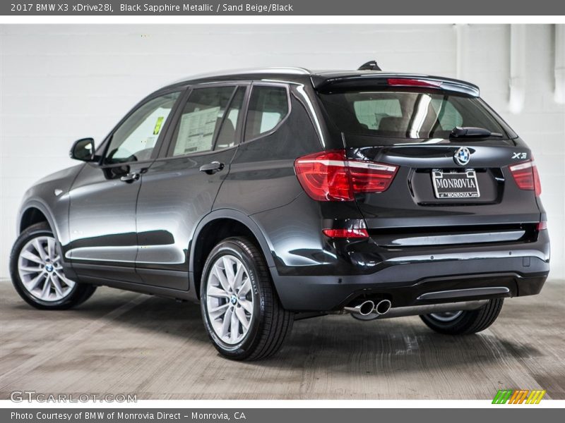 Black Sapphire Metallic / Sand Beige/Black 2017 BMW X3 xDrive28i