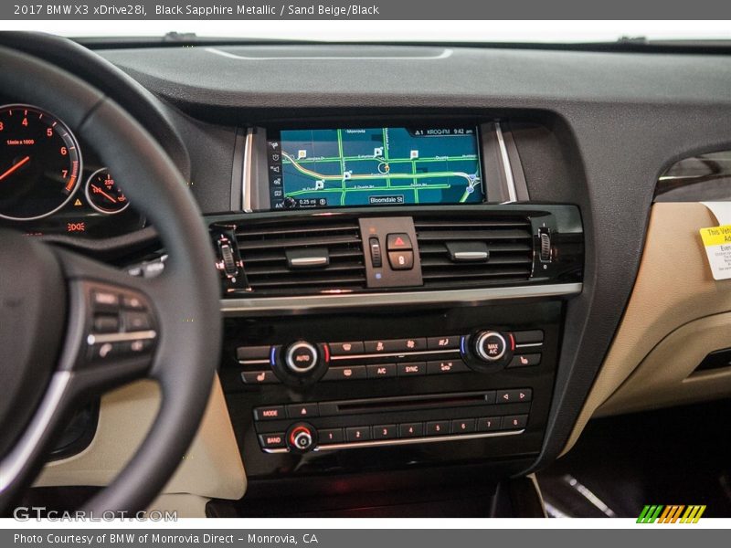 Black Sapphire Metallic / Sand Beige/Black 2017 BMW X3 xDrive28i