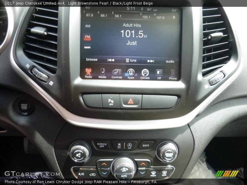 Light Brownstone Pearl / Black/Light Frost Beige 2017 Jeep Cherokee Limited 4x4
