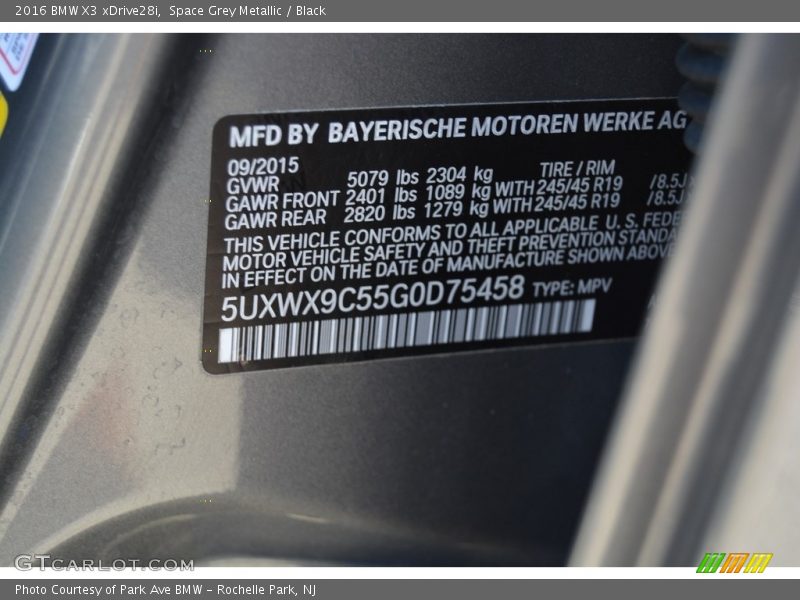 Space Grey Metallic / Black 2016 BMW X3 xDrive28i