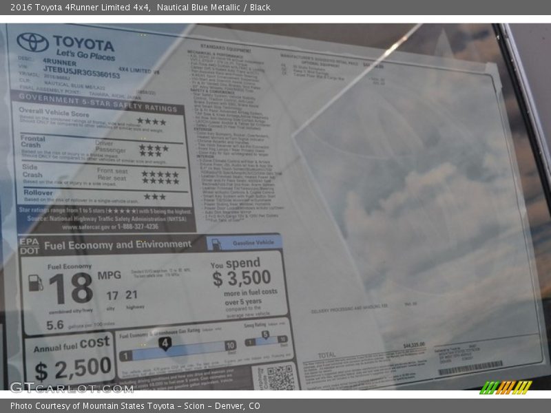 Nautical Blue Metallic / Black 2016 Toyota 4Runner Limited 4x4