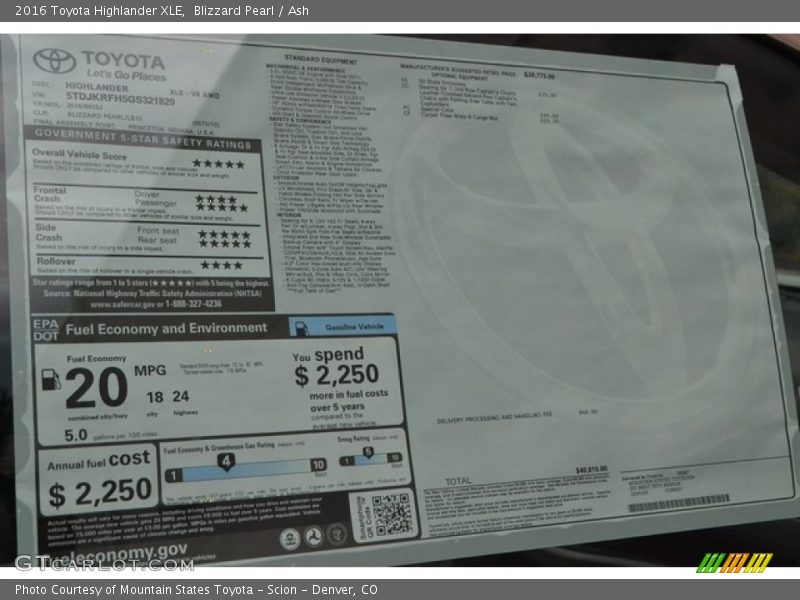 Blizzard Pearl / Ash 2016 Toyota Highlander XLE