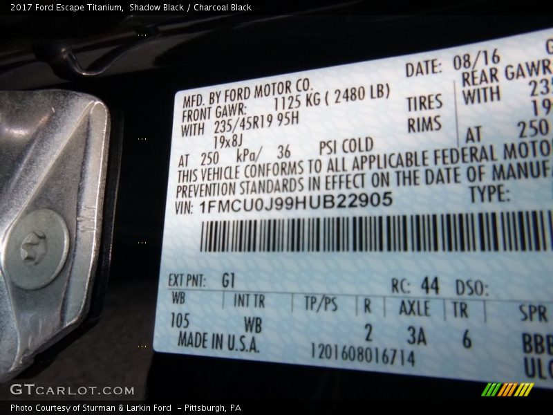 Shadow Black / Charcoal Black 2017 Ford Escape Titanium