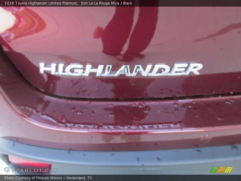 Ooh La La Rouge Mica / Black 2016 Toyota Highlander Limited Platinum