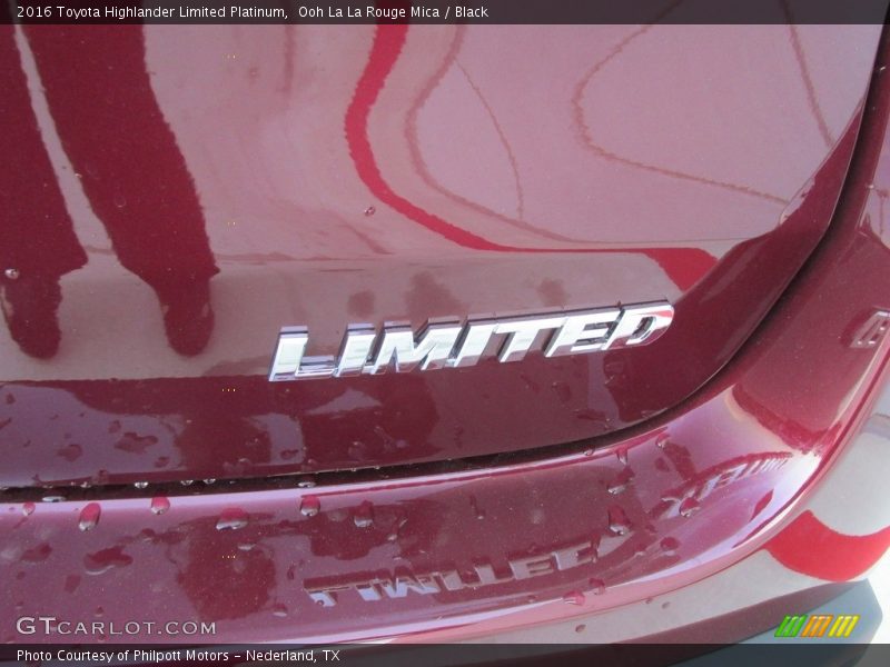 Ooh La La Rouge Mica / Black 2016 Toyota Highlander Limited Platinum