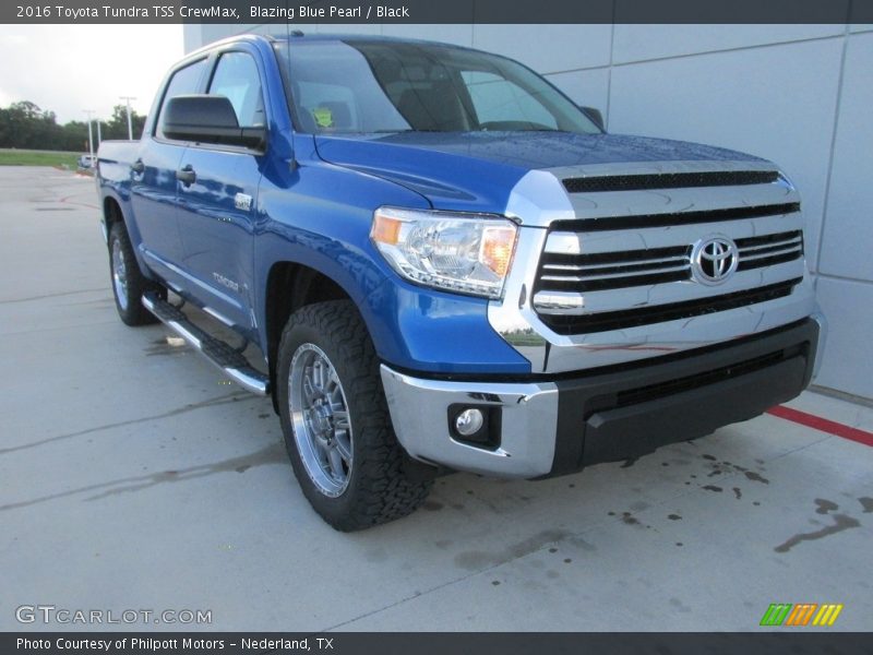 Blazing Blue Pearl / Black 2016 Toyota Tundra TSS CrewMax