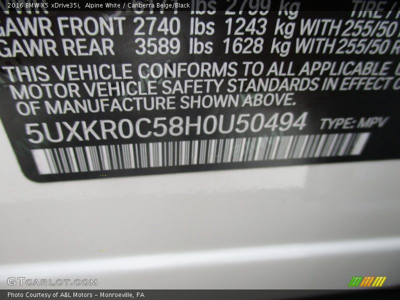 Alpine White / Canberra Beige/Black 2016 BMW X5 xDrive35i