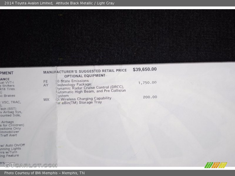 Attitude Black Metallic / Light Gray 2014 Toyota Avalon Limited