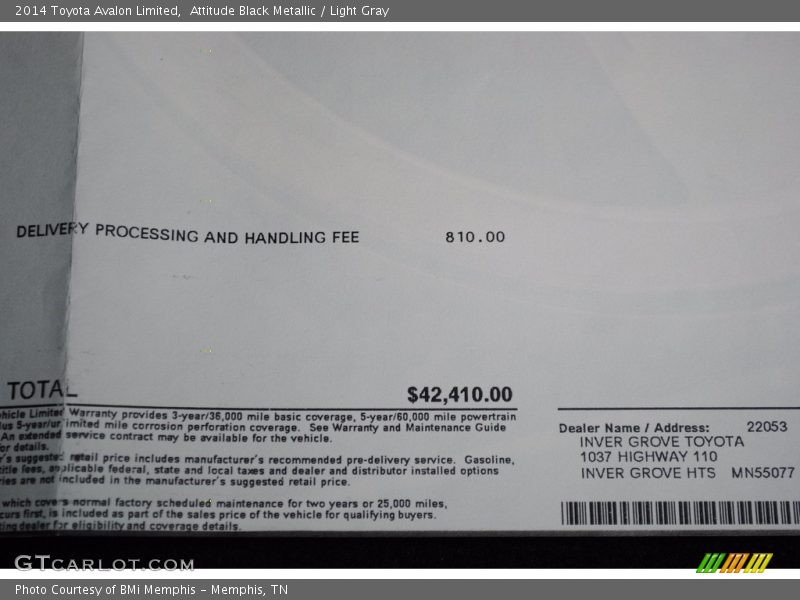 Attitude Black Metallic / Light Gray 2014 Toyota Avalon Limited