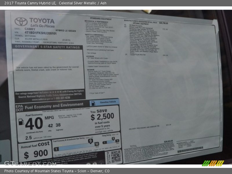 Celestial Silver Metallic / Ash 2017 Toyota Camry Hybrid LE