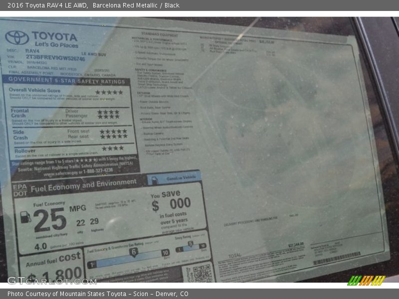 Barcelona Red Metallic / Black 2016 Toyota RAV4 LE AWD