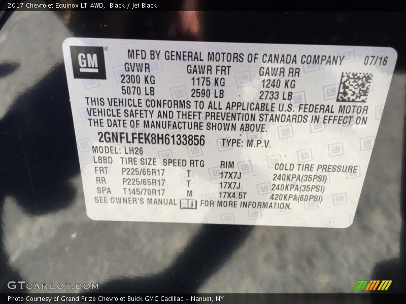 Black / Jet Black 2017 Chevrolet Equinox LT AWD
