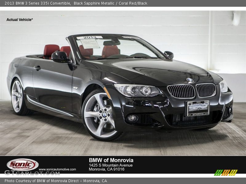 Black Sapphire Metallic / Coral Red/Black 2013 BMW 3 Series 335i Convertible