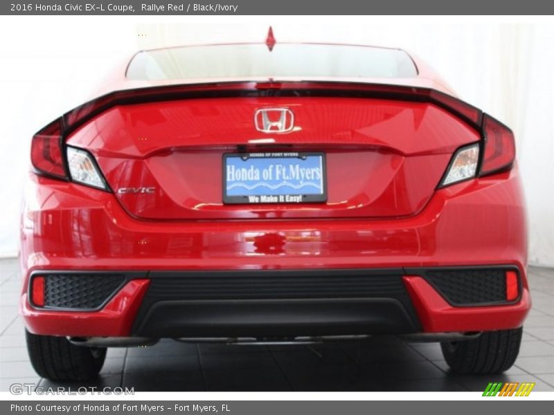 Rallye Red / Black/Ivory 2016 Honda Civic EX-L Coupe