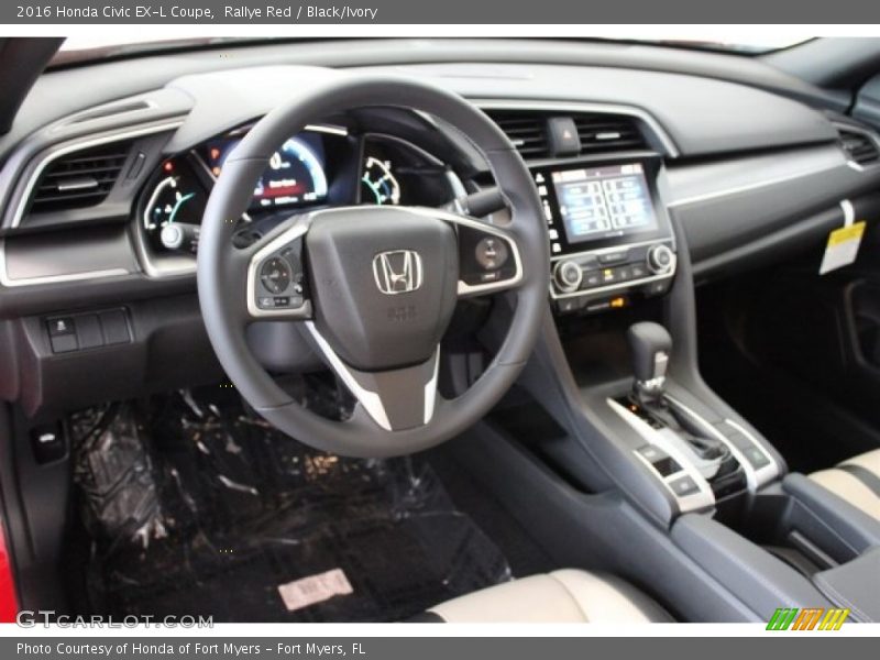 Rallye Red / Black/Ivory 2016 Honda Civic EX-L Coupe