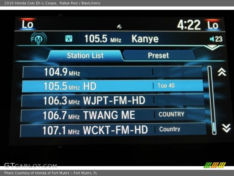 Rallye Red / Black/Ivory 2016 Honda Civic EX-L Coupe
