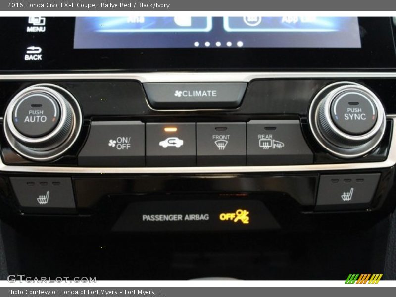 Rallye Red / Black/Ivory 2016 Honda Civic EX-L Coupe