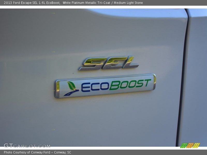 White Platinum Metallic Tri-Coat / Medium Light Stone 2013 Ford Escape SEL 1.6L EcoBoost
