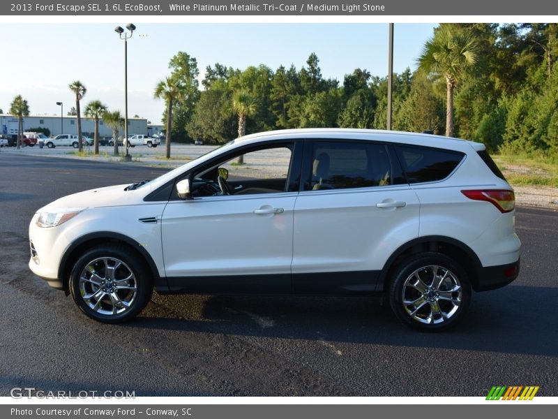 White Platinum Metallic Tri-Coat / Medium Light Stone 2013 Ford Escape SEL 1.6L EcoBoost