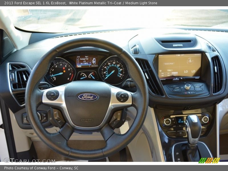 White Platinum Metallic Tri-Coat / Medium Light Stone 2013 Ford Escape SEL 1.6L EcoBoost