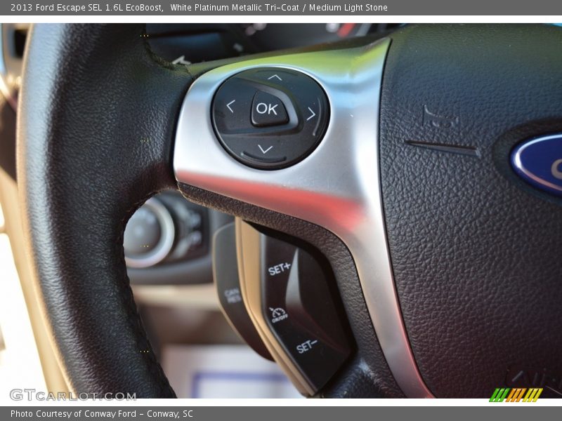 White Platinum Metallic Tri-Coat / Medium Light Stone 2013 Ford Escape SEL 1.6L EcoBoost