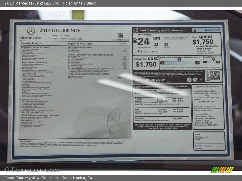 2017 GLC 300 Window Sticker