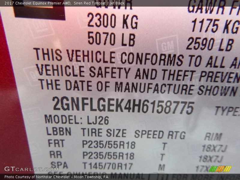 Siren Red Tintcoat / Jet Black 2017 Chevrolet Equinox Premier AWD