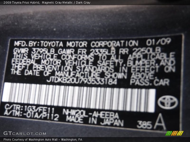 Magnetic Gray Metallic / Dark Gray 2009 Toyota Prius Hybrid