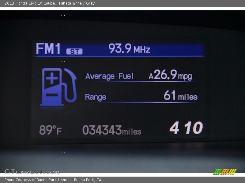 Taffeta White / Gray 2013 Honda Civic EX Coupe