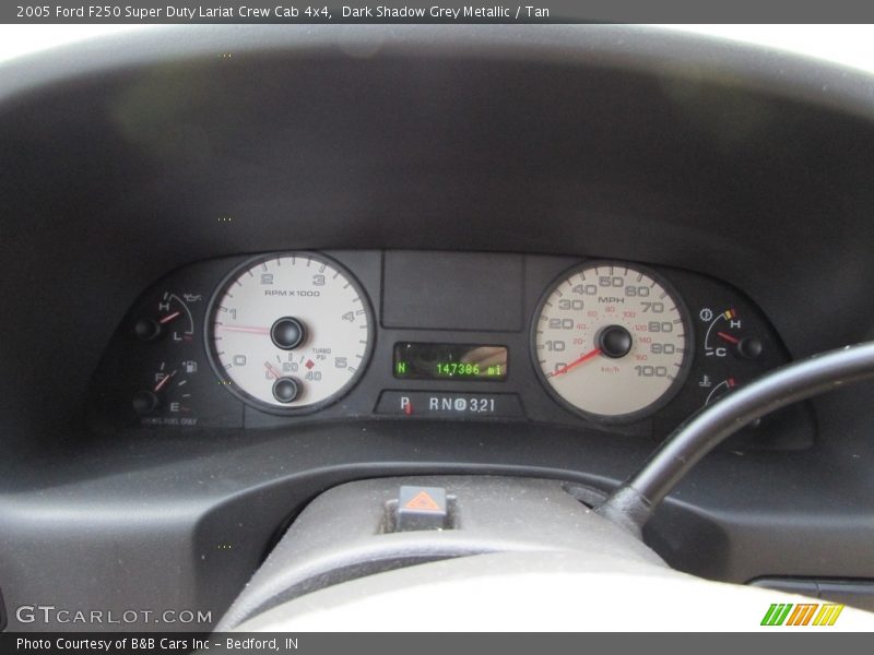 Dark Shadow Grey Metallic / Tan 2005 Ford F250 Super Duty Lariat Crew Cab 4x4