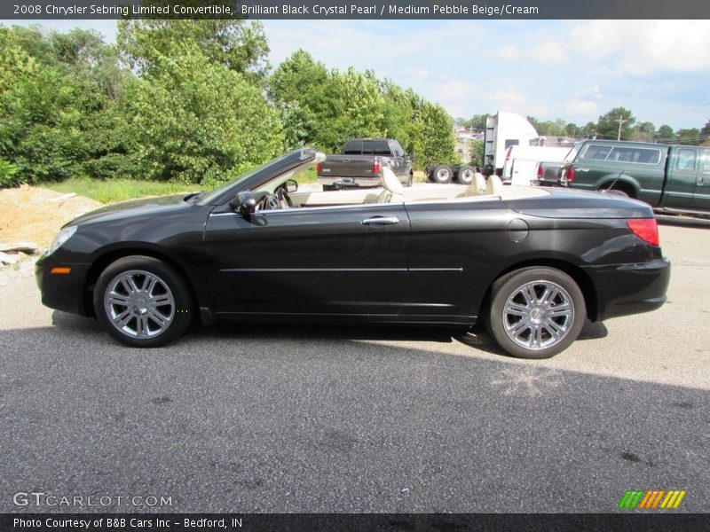 Brilliant Black Crystal Pearl / Medium Pebble Beige/Cream 2008 Chrysler Sebring Limited Convertible