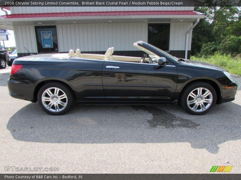 Brilliant Black Crystal Pearl / Medium Pebble Beige/Cream 2008 Chrysler Sebring Limited Convertible
