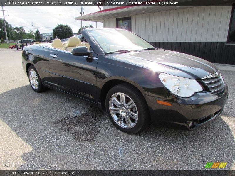 Brilliant Black Crystal Pearl / Medium Pebble Beige/Cream 2008 Chrysler Sebring Limited Convertible
