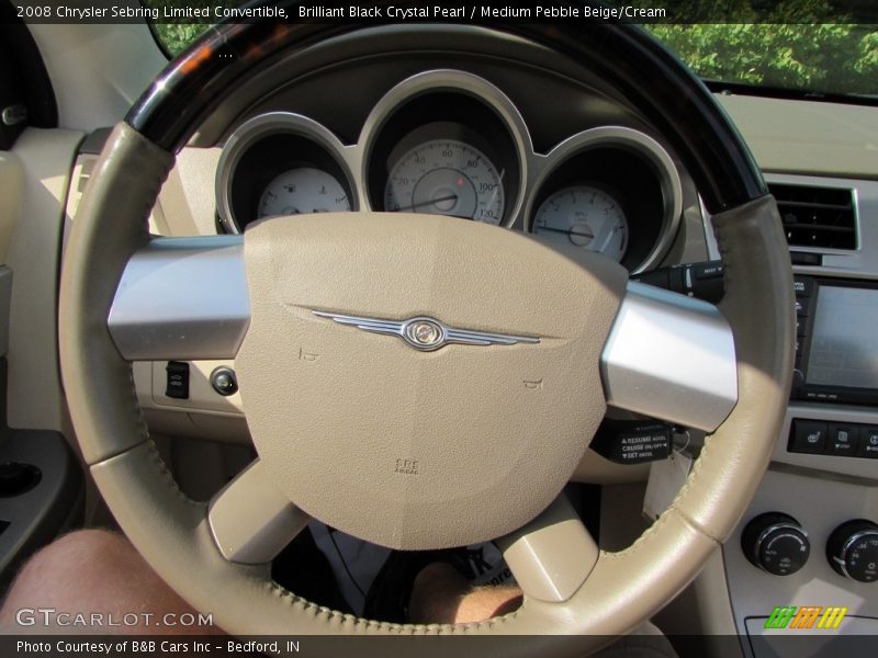 Brilliant Black Crystal Pearl / Medium Pebble Beige/Cream 2008 Chrysler Sebring Limited Convertible