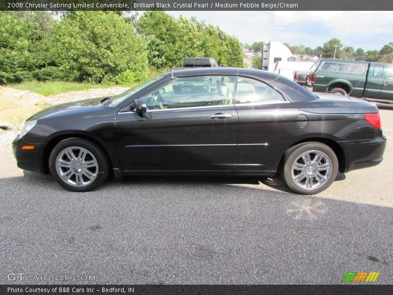 Brilliant Black Crystal Pearl / Medium Pebble Beige/Cream 2008 Chrysler Sebring Limited Convertible