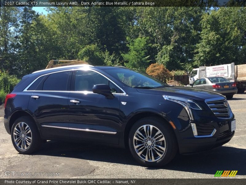 Dark Adriatic Blue Metallic / Sahara Beige 2017 Cadillac XT5 Premium Luxury AWD