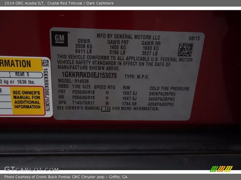 Crystal Red Tintcoat / Dark Cashmere 2014 GMC Acadia SLT