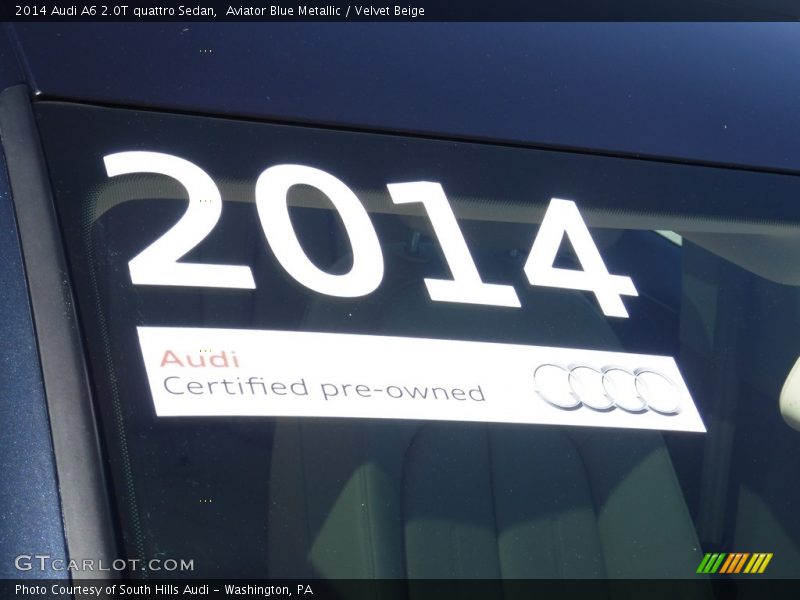 Aviator Blue Metallic / Velvet Beige 2014 Audi A6 2.0T quattro Sedan