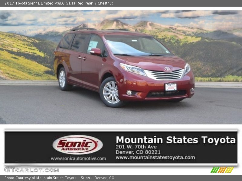 Salsa Red Pearl / Chestnut 2017 Toyota Sienna Limited AWD