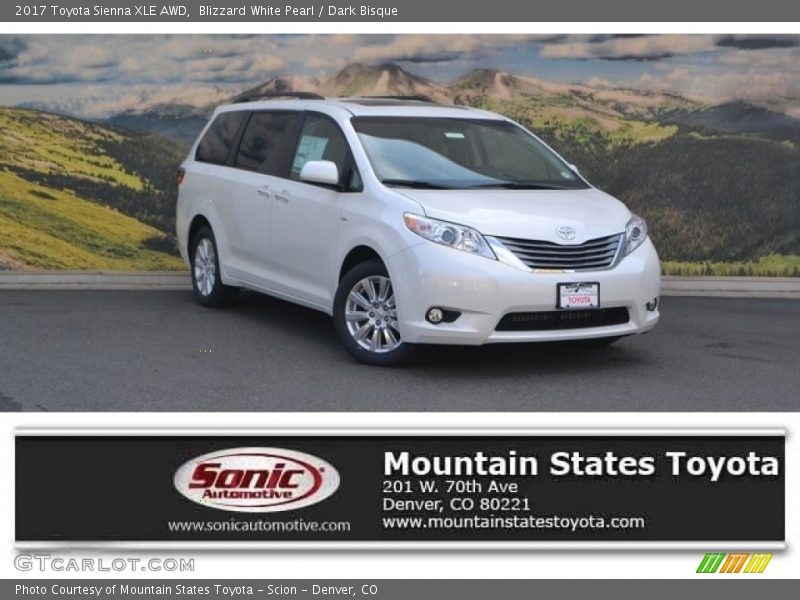 Blizzard White Pearl / Dark Bisque 2017 Toyota Sienna XLE AWD
