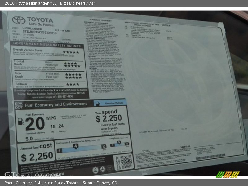 Blizzard Pearl / Ash 2016 Toyota Highlander XLE