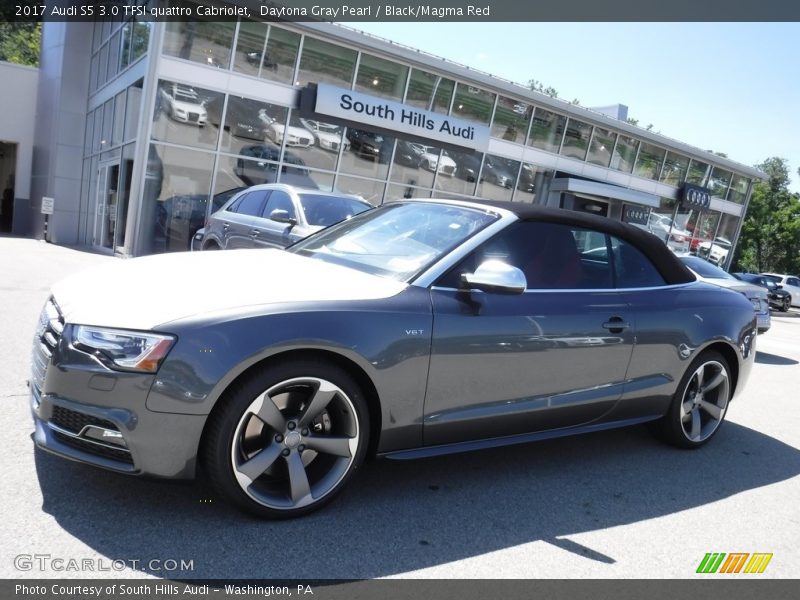 Daytona Gray Pearl / Black/Magma Red 2017 Audi S5 3.0 TFSI quattro Cabriolet