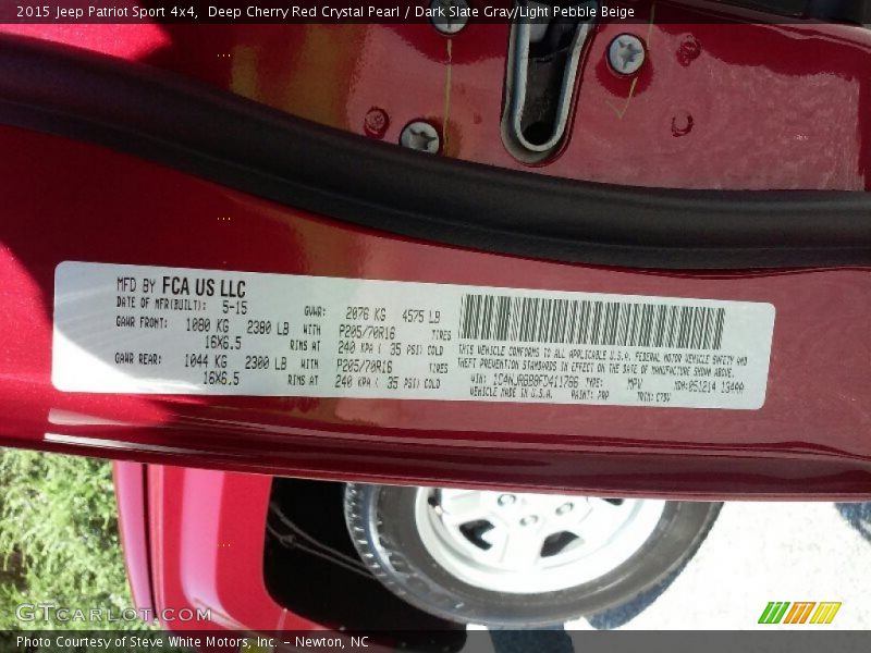Deep Cherry Red Crystal Pearl / Dark Slate Gray/Light Pebble Beige 2015 Jeep Patriot Sport 4x4