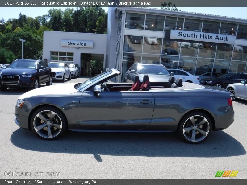 Daytona Gray Pearl / Black/Magma Red 2017 Audi S5 3.0 TFSI quattro Cabriolet