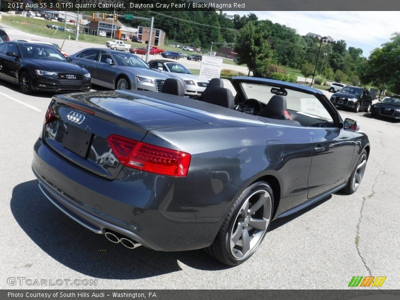 Daytona Gray Pearl / Black/Magma Red 2017 Audi S5 3.0 TFSI quattro Cabriolet